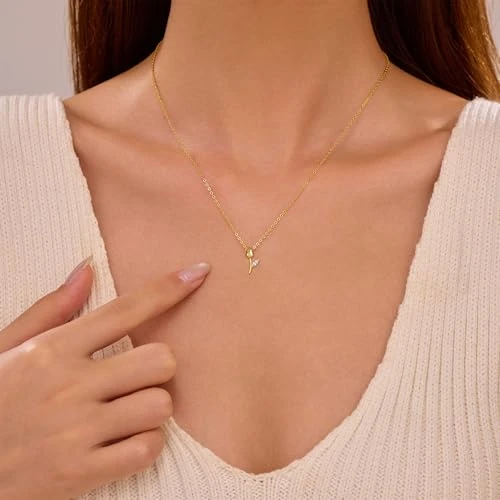 FUNYCHEN Chalcedony Tulip Pendant Necklace